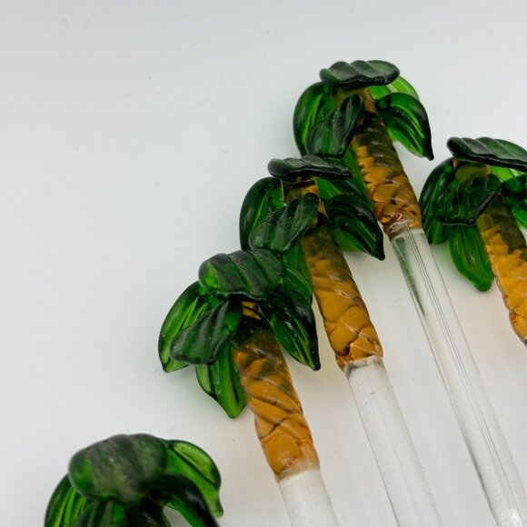Vintage Blown Glass Swizzle Sticks Tropical Theme Collection Barware MCM RARE - Picture 6 of 13
